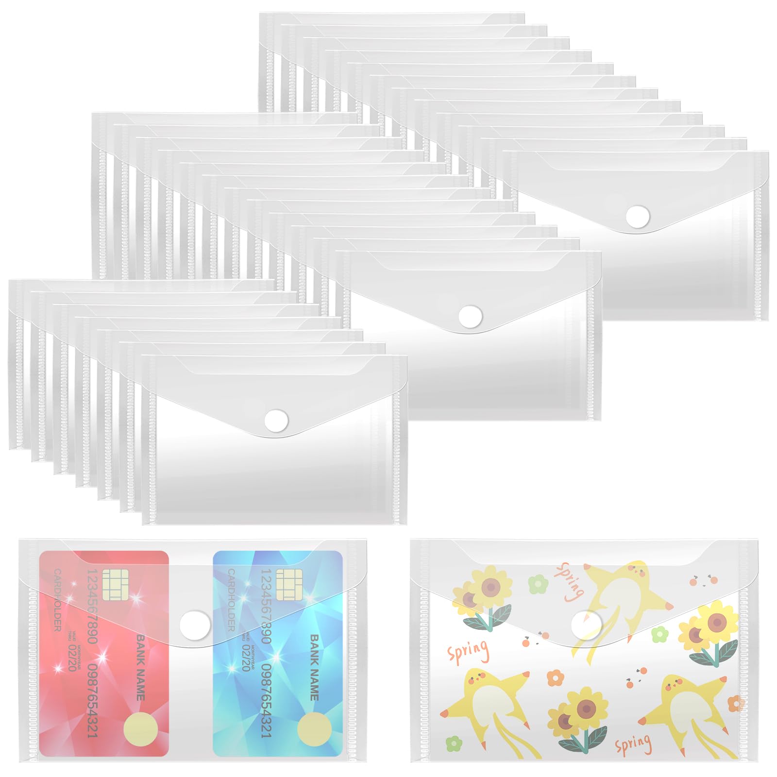 Vmiapxo 40 Pack Stamp And Die Storage Pockets, Reusable Small Plastic Envelopes Waterproof Sticker Organizer Receipt Holder Phot